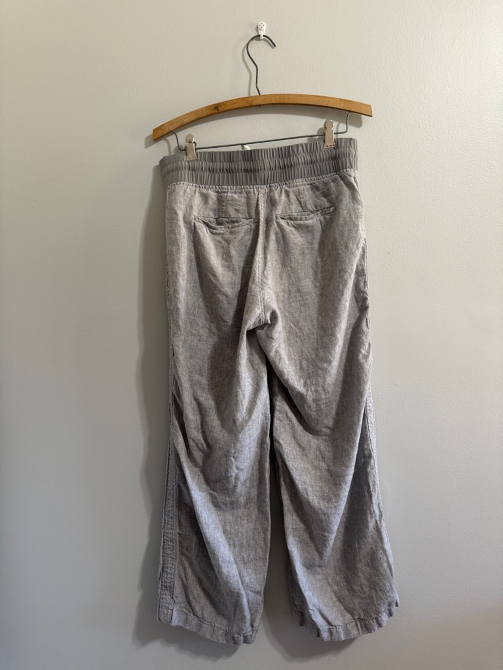 Athleta Light Gray Cabo Wide-Leg Drawstring Linen Pants - Picture 5 of 7